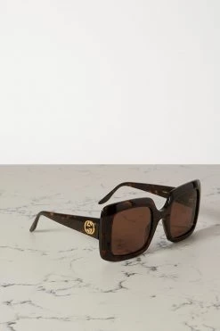 GUCCI EYEWEAR Sonnenbrille Mit Eckigem Rahmen Aus Azetat In Hornoptik