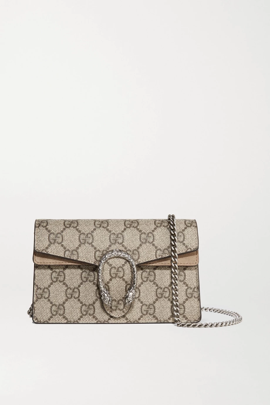 GUCCI Dionysus Super Mini Schultertasche Aus Beschichtetem Canvas Und Veloursleder Mit Print ,Beige 1 GUCCI Dionysus Super Mini Schultertasche Aus Beschichtetem Canvas Und Veloursleder Mit Print ,Beige