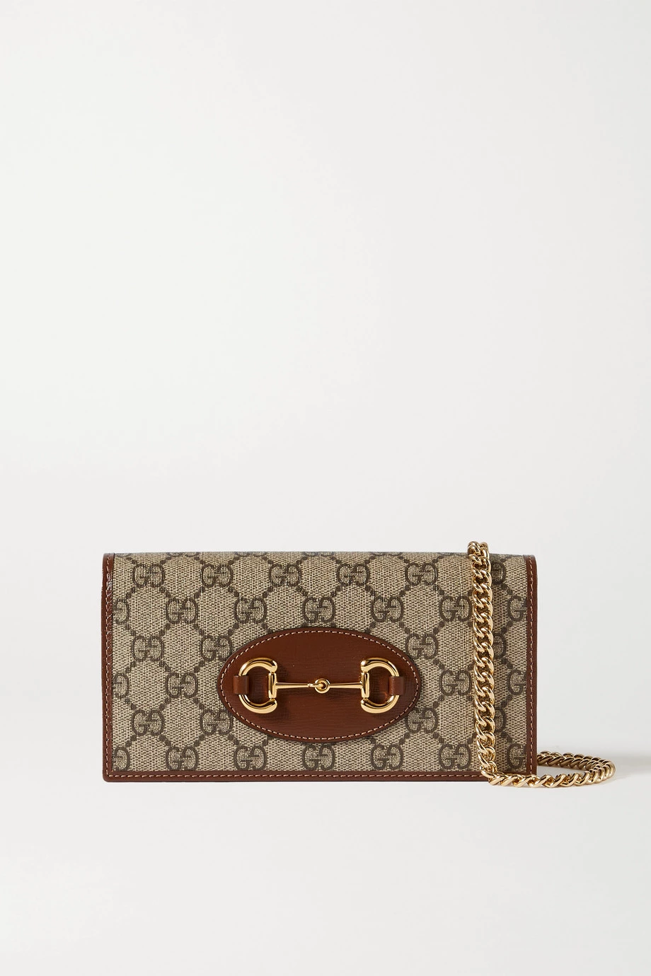 GUCCI Horsebit 1955 Schultertasche Aus Bedrucktem Beschichtetem Canvas Mit Lederbesätzen ,Braun 1 GUCCI Horsebit 1955 Schultertasche Aus Bedrucktem Beschichtetem Canvas Mit Lederbesätzen ,Braun