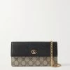 GUCCI + NET SUSTAIN GG Marmont Petite Schultertasche Aus Strukturiertem Leder Und Beschichtetem Canvas Mit Print ,Schwarz