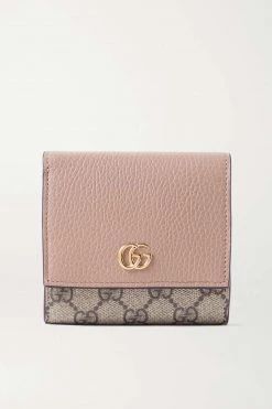 GUCCI + NET SUSTAIN GG Marmont Petite Mittelgroßes Portemonnaie Aus Strukturiertem Leder Und Bedrucktem Beschichtetem Canvas ,Pink