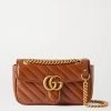 GUCCI GG Marmont Mini Schultertasche Aus Gestepptem Leder ,Braun