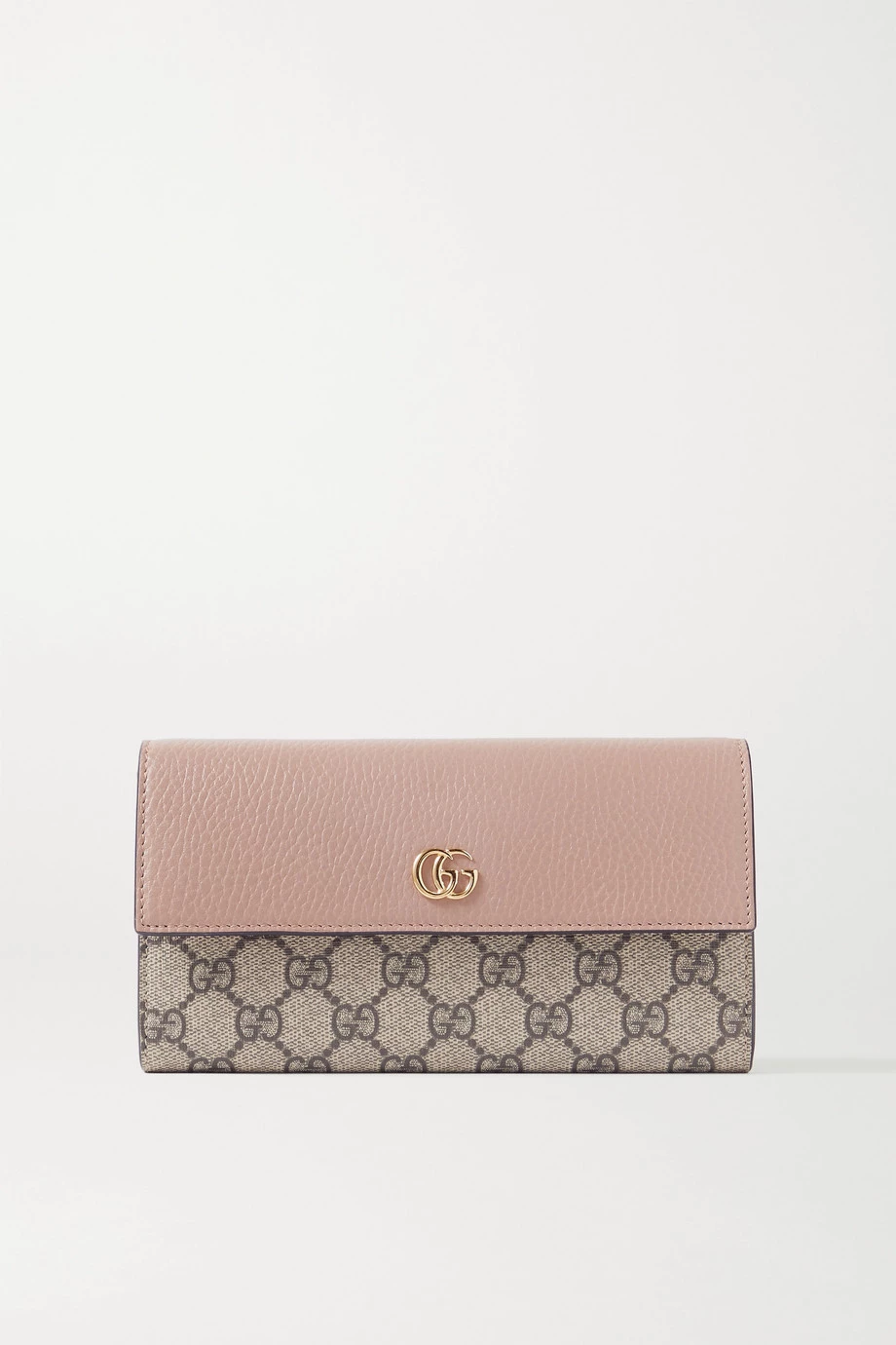 GUCCI + NET SUSTAIN GG Marmont Petite Portemonnaie Aus Strukturiertem Leder Und Beschichtetem Canvas Mit Print ,Pink 1 GUCCI + NET SUSTAIN GG Marmont Petite Portemonnaie Aus Strukturiertem Leder Und Beschichtetem Canvas Mit Print ,Pink