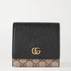 GUCCI + NET SUSTAIN GG Marmont Petite Mittelgroßes Portemonnaie Aus Strukturiertem Leder Und Bedrucktem Beschichtetem Canvas ,Schwarz