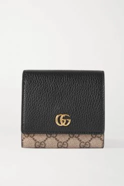 GUCCI + NET SUSTAIN GG Marmont Petite Mittelgroßes Portemonnaie Aus Strukturiertem Leder Und Bedrucktem Beschichtetem Canvas ,Schwarz