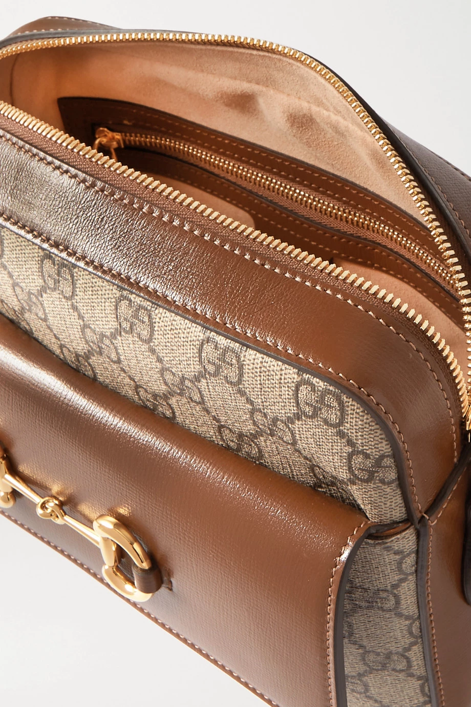 GUCCI Horsebit 1955 Kleine Bedruckte Schultertasche Aus Beschichtetem Canvas Mit Lederbesätzen ,Braun 5 GUCCI Horsebit 1955 Kleine Bedruckte Schultertasche Aus Beschichtetem Canvas Mit Lederbesätzen ,Braun – Bild 5