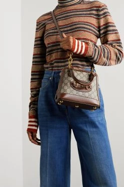 GUCCI Horsebit 1955 Mini Tote Aus Beschichtetem Canvas Mit Print Und Lederbesätzen ,Beige -Offizielle GUCCI Website w920 q60 3080