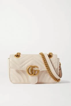 GUCCI GG Marmont Schultertasche Aus Gestepptem Leder ,Weiß