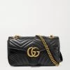 GUCCI GG Marmont Kleine Schultertasche Aus Gestepptem Leder ,Schwarz