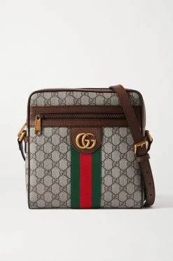 GUCCI Ophidia Kleine Schultertasche Aus Bedrucktem, Beschichtetem Canvas Mit Besatz Aus Strukturiertem Leder ,Beige