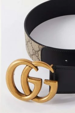 GUCCI Gürtel Aus Beschichtetem, Bedrucktem Canvas Mit Lederbesätzen ,Beige -Offizielle GUCCI Website w920 q60 3158