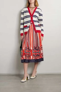 GUCCI Love Parade Bedruckter Midirock Aus Glänzendem Seiden-Twill Mit Falten ,Rot -Offizielle GUCCI Website w920 q60 316