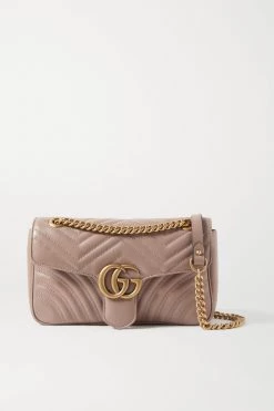 GUCCI GG Marmont Kleine Schultertasche Aus Gestepptem Leder ,Altrosa
