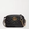 GUCCI GG Marmont Camera Mini Schultertasche Aus Gestepptem Leder ,Schwarz