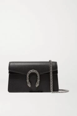 GUCCI + NET SUSTAIN Dionysus Super Mini Schultertasche Aus Strukturiertem Leder ,Schwarz