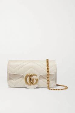 Offizielle GUCCI Website 44 GUCCI GG Marmont Super Mini Schultertasche Aus Gestepptem Leder ,Weiß