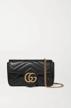Offizielle GUCCI Website 42 GUCCI GG Marmont Super Mini Schultertasche Aus Gestepptem Leder ,Schwarz