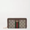 GUCCI Ophidia Bedrucktes Portemonnaie Aus Beschichtetem Canvas Mit Besatz Aus Strukturiertem Leder ,Beige