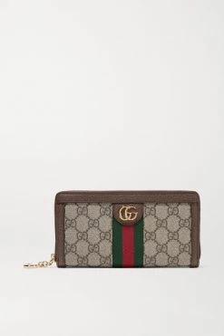 Offizielle GUCCI Website 36 GUCCI Ophidia Bedrucktes Portemonnaie Aus Beschichtetem Canvas Mit Besatz Aus Strukturiertem Leder ,Beige