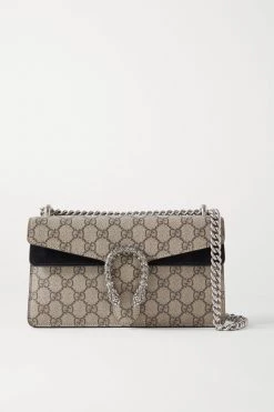 Offizielle GUCCI Website 32 GUCCI Dionysus Kleine Schultertasche Aus Beschichtetem Canvas Mit Print Und Veloursleder ,Beige