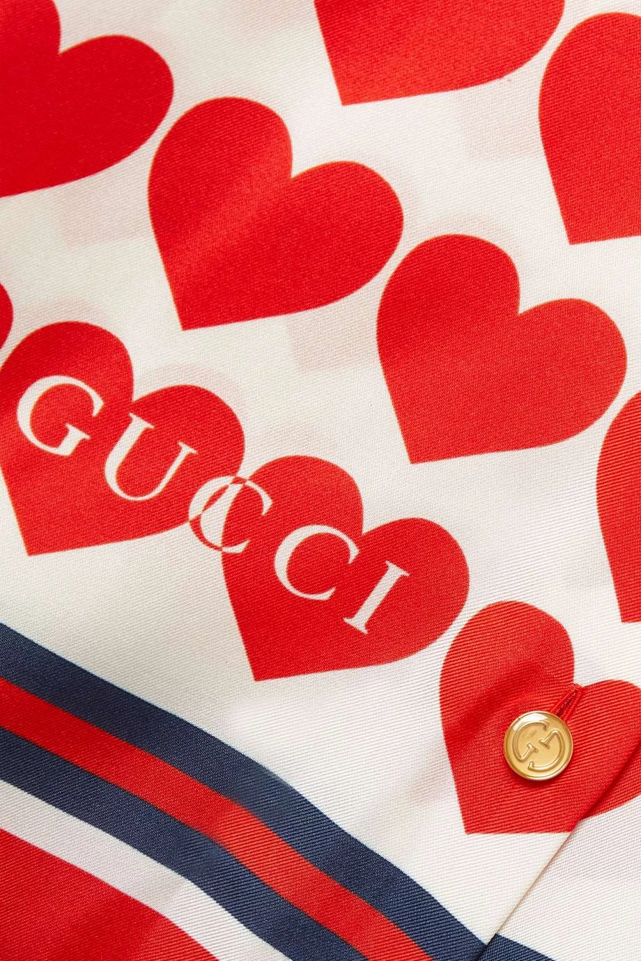 GUCCI Love Parade Hemd Aus Seiden-Twill Mit Print Und Schluppe ,Rot 5 GUCCI Love Parade Hemd Aus Seiden-Twill Mit Print Und Schluppe ,Rot – Bild 5