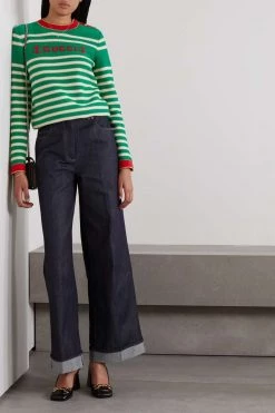 GUCCI Pullover Aus Baumwolle Mit Streifen Und Intarsienmotiv ,Grün -Offizielle GUCCI Website w920 q60 348