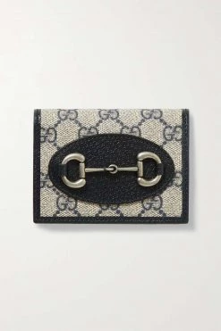 GUCCI Horsebit 1955 Portemonnaie Aus Beschichtetem Canvas Mit Print Und Lederbesätzen ,Navy