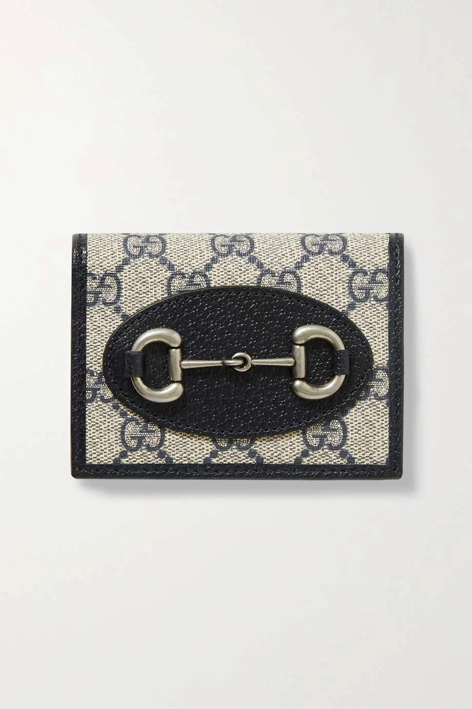GUCCI Horsebit 1955 Portemonnaie Aus Beschichtetem Canvas Mit Print Und Lederbesätzen ,Navy 1 GUCCI Horsebit 1955 Portemonnaie Aus Beschichtetem Canvas Mit Print Und Lederbesätzen ,Navy