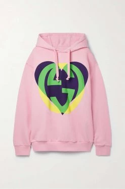 GUCCI Love Parade Hoodie Aus Baumwoll-Jersey Mit Print ,Pink