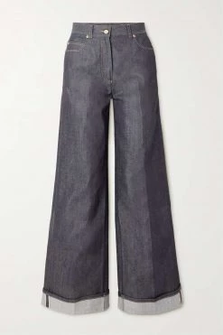 GUCCI Hoch Sitzende Jeans Mit Weitem Bein Und Horsebit-Details ,Dunkler Denim