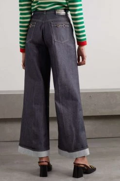 GUCCI Hoch Sitzende Jeans Mit Weitem Bein Und Horsebit-Details ,Dunkler Denim -Offizielle GUCCI Website w920 q60 367