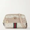 GUCCI Ophidia Bedruckte Schultertasche Aus Beschichtetem Canvas Mit Besätzen Aus Strukturiertem Leder ,Weiß