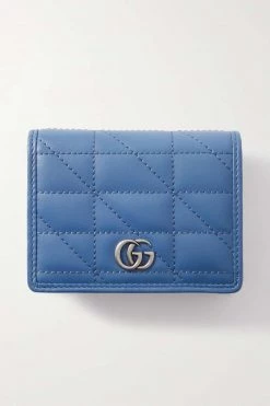 GUCCI GG Marmont 2.0 Portemonnaie Aus Gestepptem Leder ,Blau