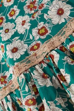 GUCCI Midirock Aus Baumwollpopeline Mit Blumenprint, Spitzenbesätzen Und Falten ,Blau -Offizielle GUCCI Website w920 q60 406