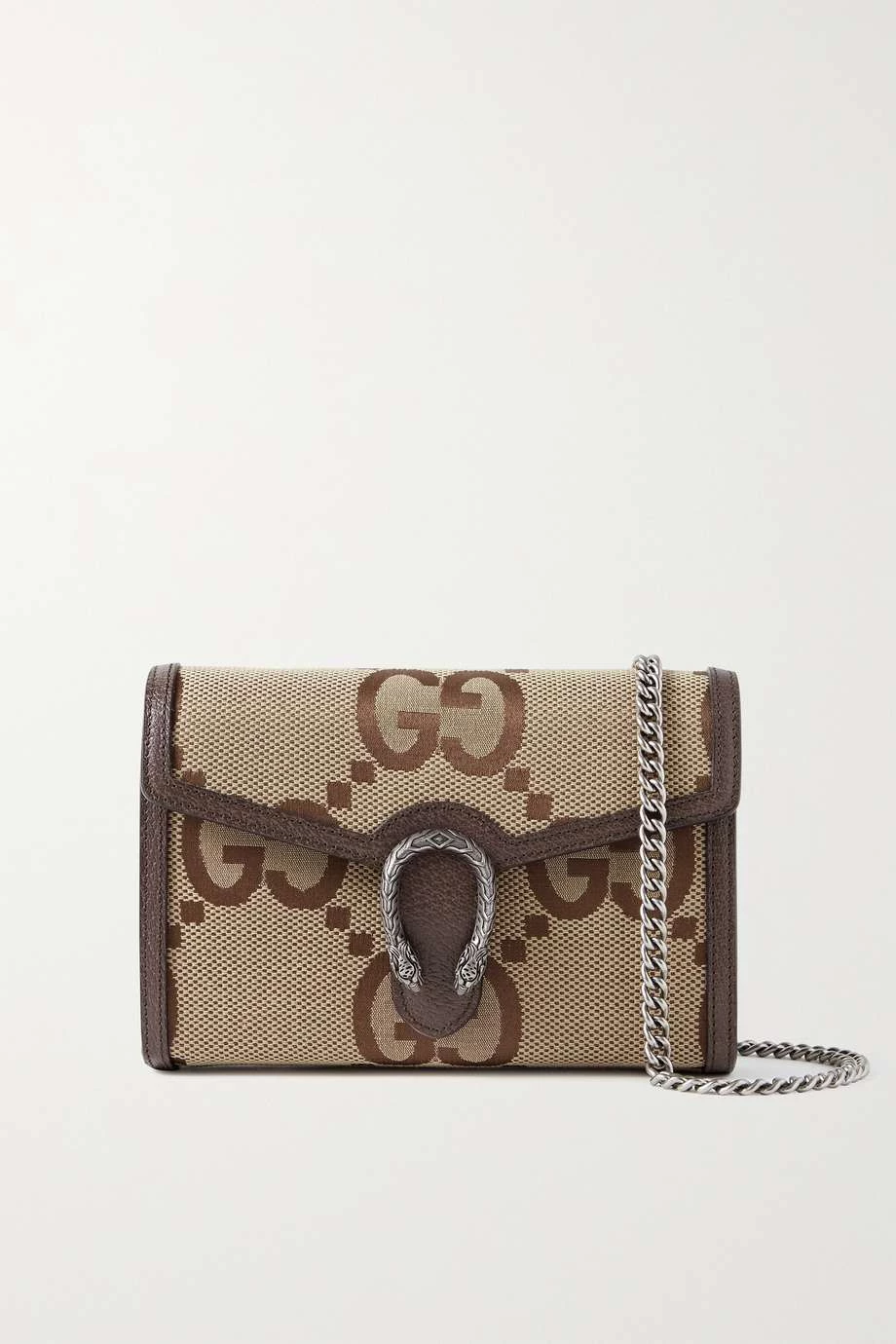 GUCCI Dionysus Jumbo GG Schultertasche Aus Canvas Mit Jacquard-Muster Und Lederbesätzen ,Camel 1 GUCCI Dionysus Jumbo GG Schultertasche Aus Canvas Mit Jacquard-Muster Und Lederbesätzen ,Camel