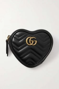 GUCCI GG Marmont 2.0 Münzbeutel Aus Gestepptem Leder ,Schwarz