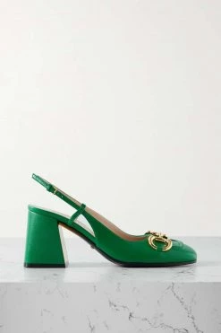 Offizielle GUCCI Website 6 GUCCI Baby Slingback-Pumps Aus Leder Mit Horsebit-Detail ,Grün