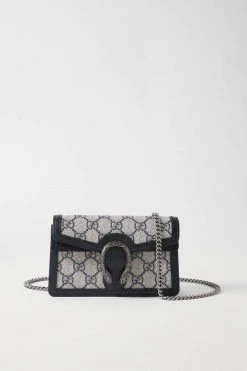 GUCCI Dionysus Super Mini Schultertasche Aus Beschichtetem Canvas Mit Lederbesätzen Und Print ,Navy