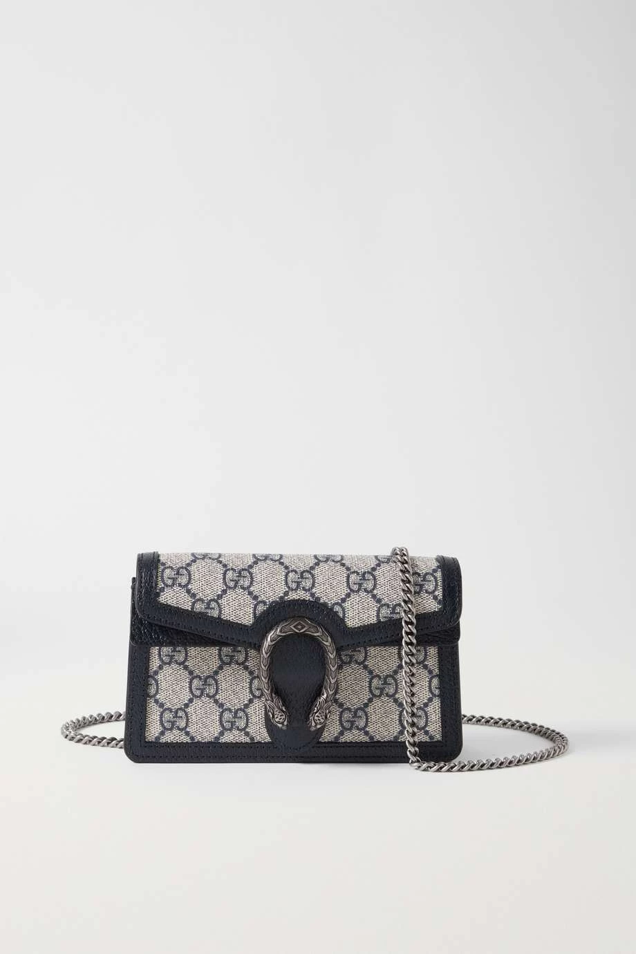 GUCCI Dionysus Super Mini Schultertasche Aus Beschichtetem Canvas Mit Lederbesätzen Und Print ,Navy 1 GUCCI Dionysus Super Mini Schultertasche Aus Beschichtetem Canvas Mit Lederbesätzen Und Print ,Navy