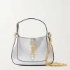 GUCCI Jackie Mini Schultertasche Aus Metallic-Leder Mit Verzierung ,Silber