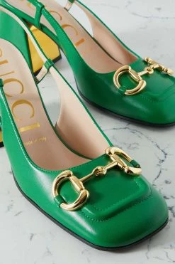 GUCCI Baby Slingback-Pumps Aus Leder Mit Horsebit-Detail ,Grün -Offizielle GUCCI Website w920 q60 46