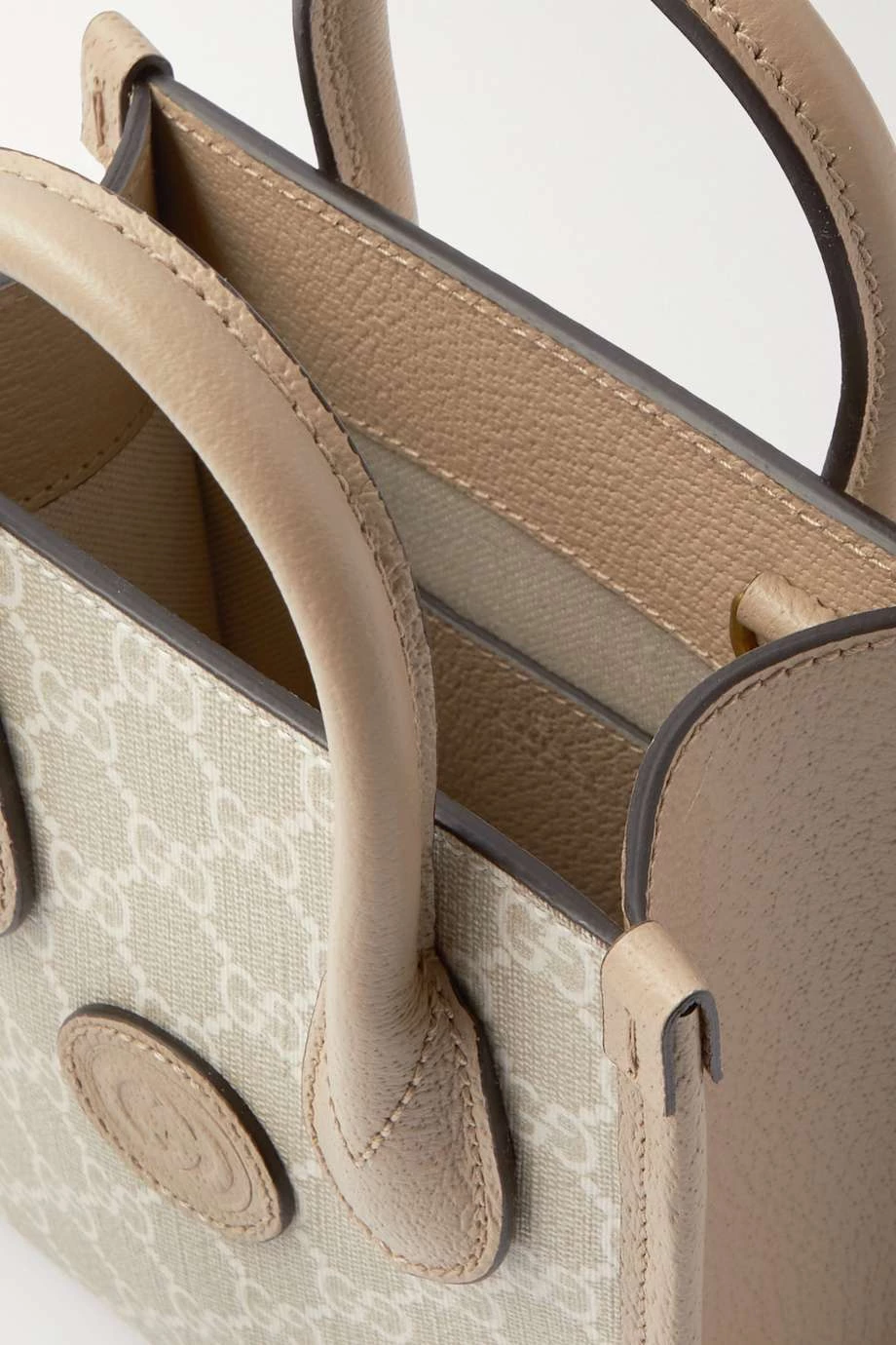 GUCCI GG Supreme Kleine Tote Aus Beschichtetem Canvas Mit Print Und Besätzen Aus Strukturiertem Leder ,Weiß 5 GUCCI GG Supreme Kleine Tote Aus Beschichtetem Canvas Mit Print Und Besätzen Aus Strukturiertem Leder ,Weiß – Bild 5