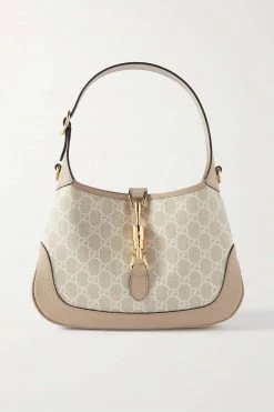 GUCCI Jackie 1961 Kleine Schultertasche Aus Beschichtetem Canvas Und Leder ,Beige