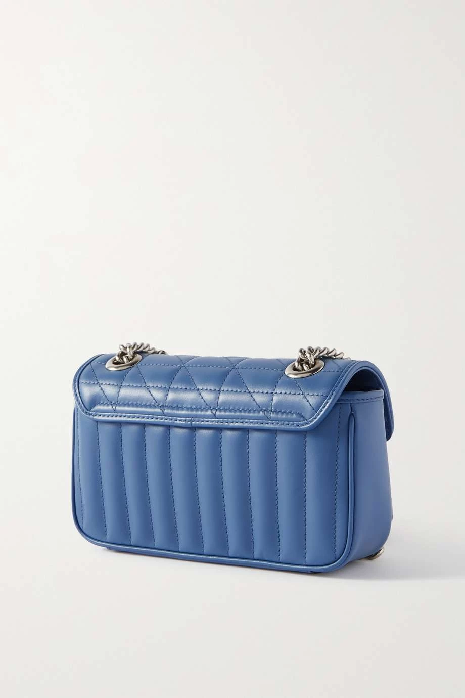 GUCCI GG Marmont 2.0 Kleine Schultertasche Aus Gestepptem Leder ,Blau 3 GUCCI GG Marmont 2.0 Kleine Schultertasche Aus Gestepptem Leder ,Blau – Bild 3