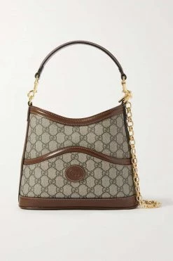 GUCCI GG Supreme Schultertasche Aus Beschichtetem Canvas Mit Print Und Lederbesätzen ,Braun