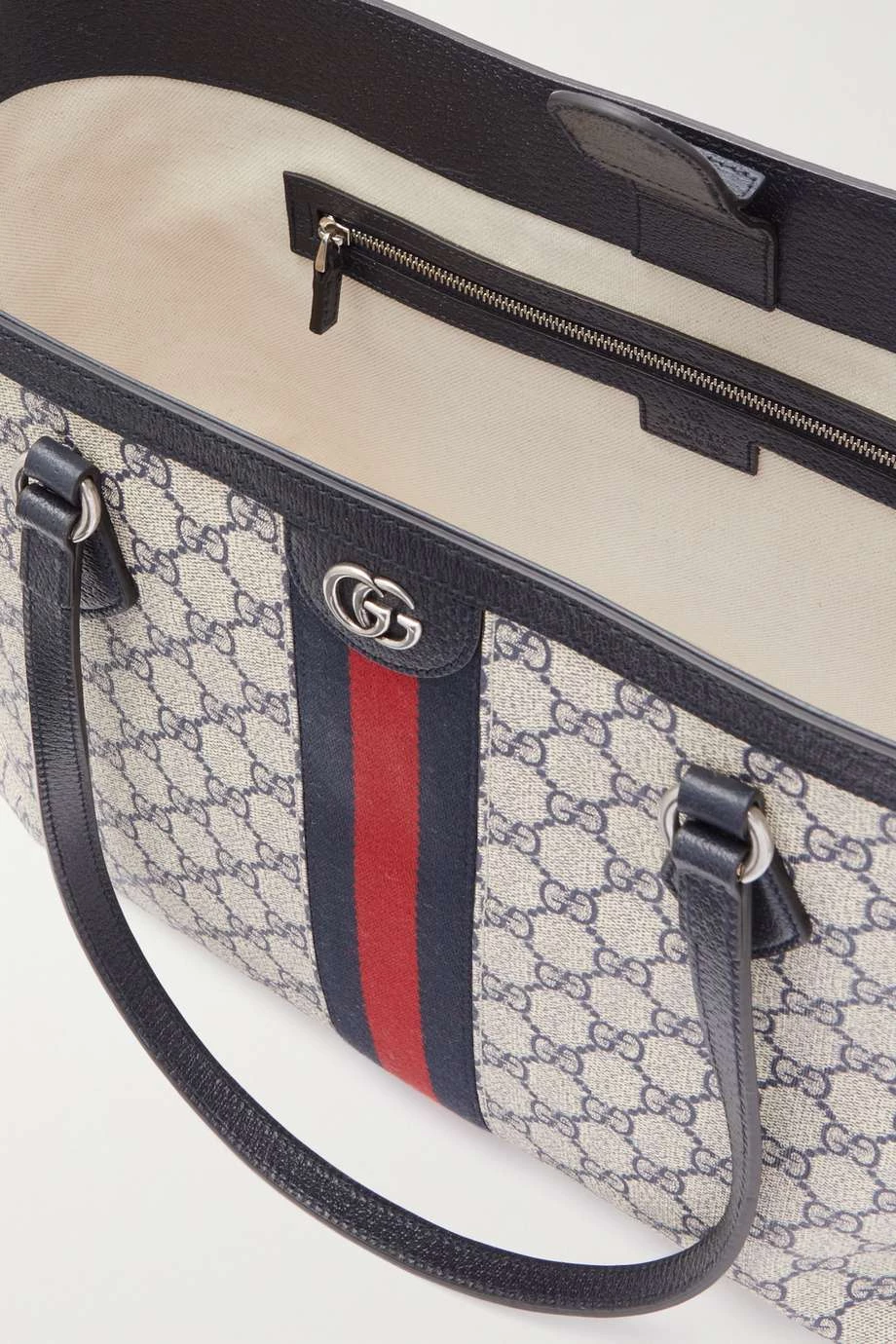 GUCCI Ophidia Mittelgroße Tote Aus Beschichtetem Canvas Mit Print Und Besatz Aus Strukturiertem Leder ,Blau 5 GUCCI Ophidia Mittelgroße Tote Aus Beschichtetem Canvas Mit Print Und Besatz Aus Strukturiertem Leder ,Blau – Bild 5