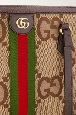 GUCCI Ophidia Jumbo GG Mittelgroße Tote Aus Canvas Mit Jacquard-Muster Und Lederbesätzen ,Camel -Offizielle GUCCI Website w920 q60 529