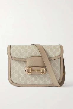 GUCCI Horsebit 1955 Schultertasche Aus Bedrucktem Beschichtetem Canvas Mit Lederbesätzen ,Neutral