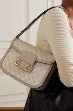 GUCCI Horsebit 1955 Schultertasche Aus Bedrucktem Beschichtetem Canvas Mit Lederbesätzen ,Neutral -Offizielle GUCCI Website w920 q60 537