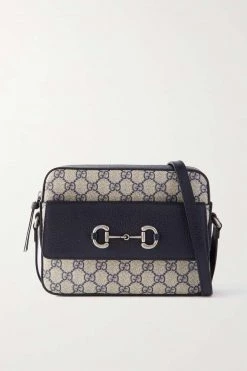 GUCCI Horsebit 1955 Kleine Schultertasche Aus Canvas Mit Lederbesätzen ,Mitternachtsblau